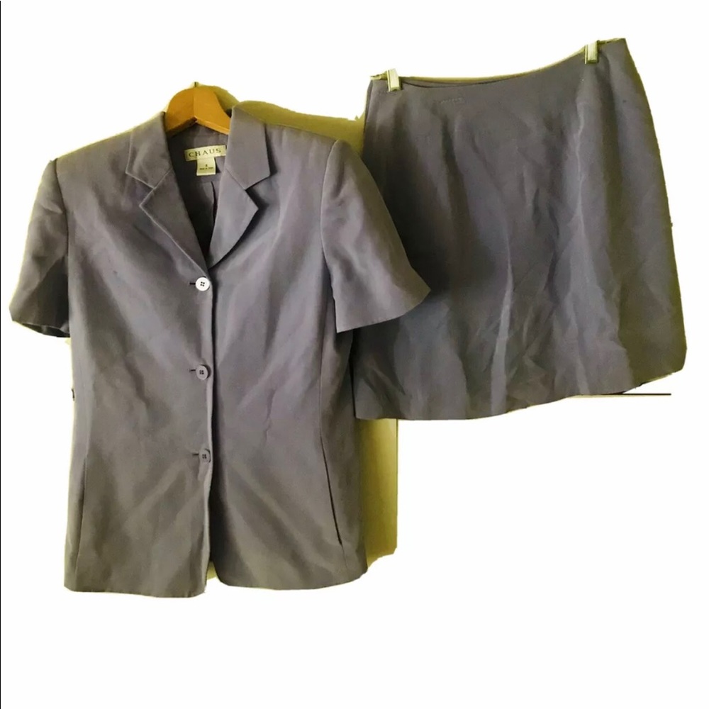 Chaus Purple Skirt Suit 100% Silk Fully Lined - Picture 9 of 16